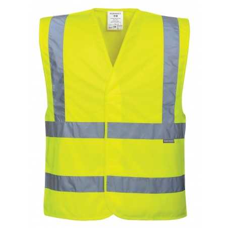 Kamizelka ostrzegawcza z taśmami pionowymi i poziomymi CE C470 żółta